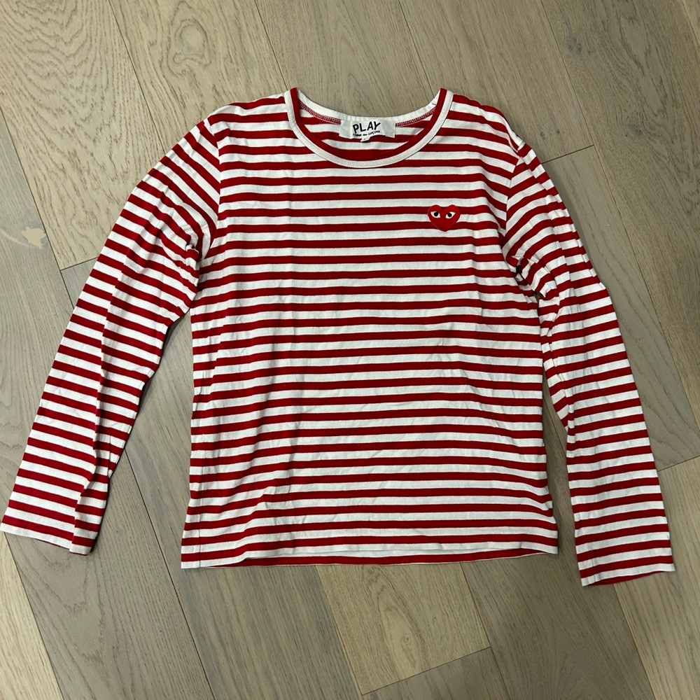 Comme des garçons play red and white striped shirt size L
